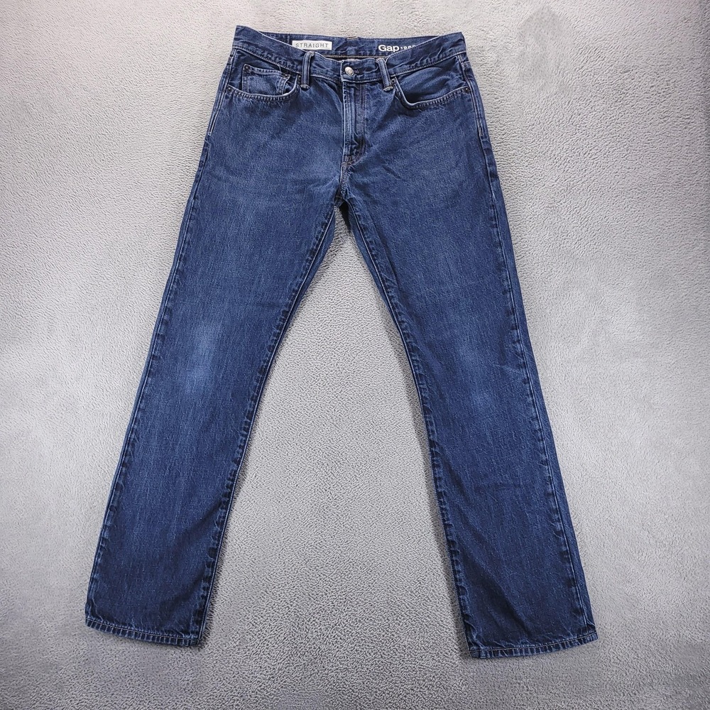 Gap 1969‎ Jeans Mens 32x32 Blue Straight Regular Fit Dark Wash Casual